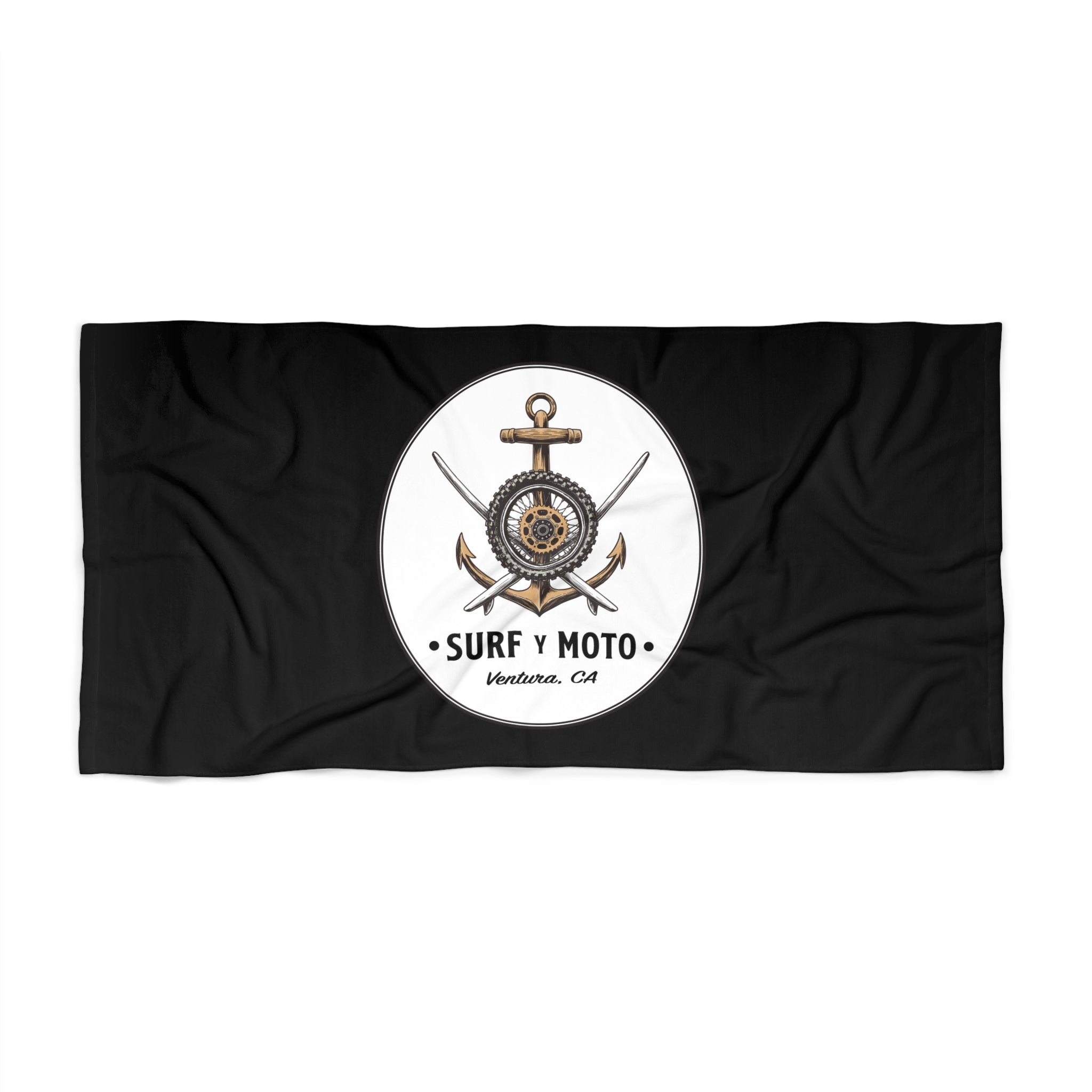Large Black Ventura Beach Towel